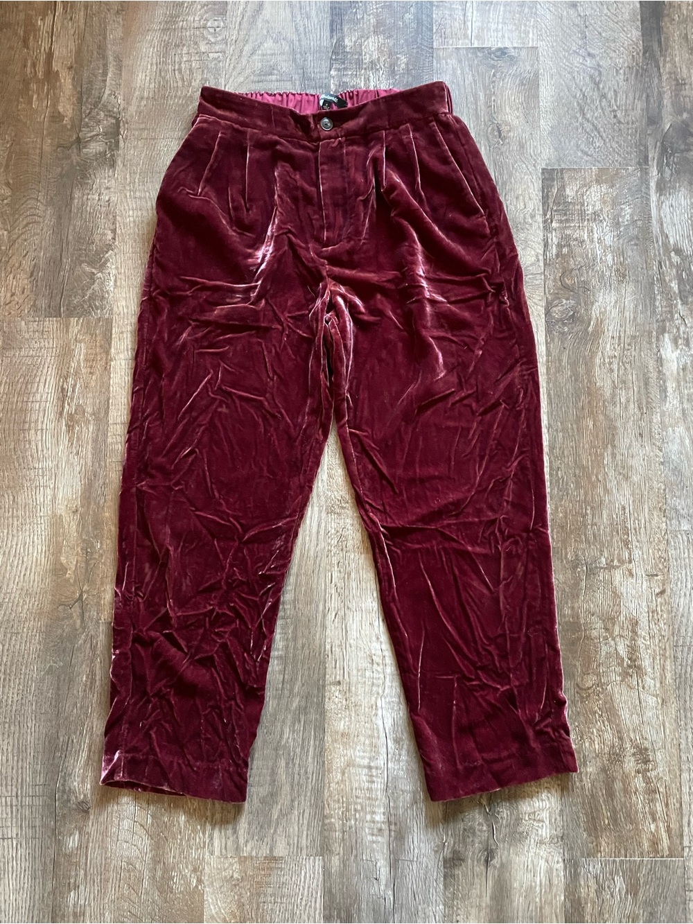 Madewell wide leg high rise velvet pants red